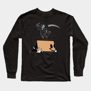 Skater Skull, Sketing Skull, Sketer Skeleton, Sketing Skeleton Long Sleeve T-Shirt